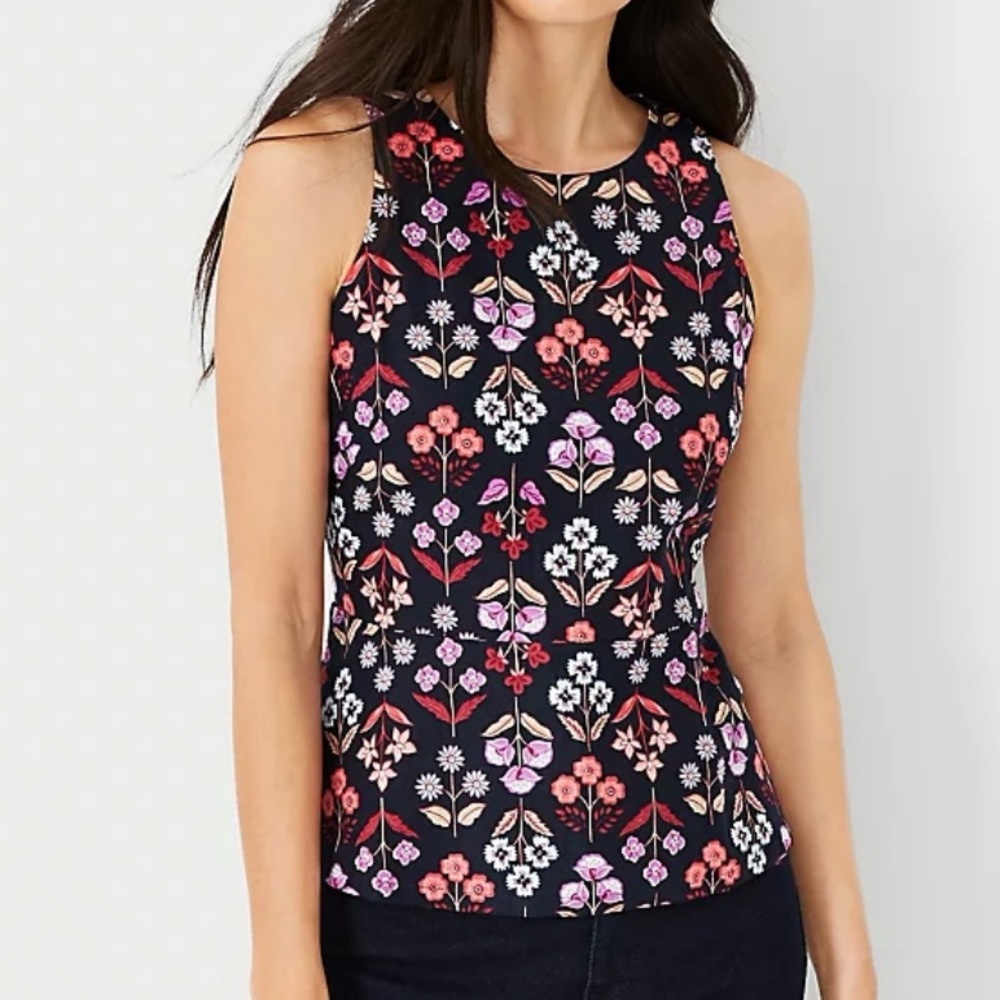 Floral Sleeveless Top - Black and Pink